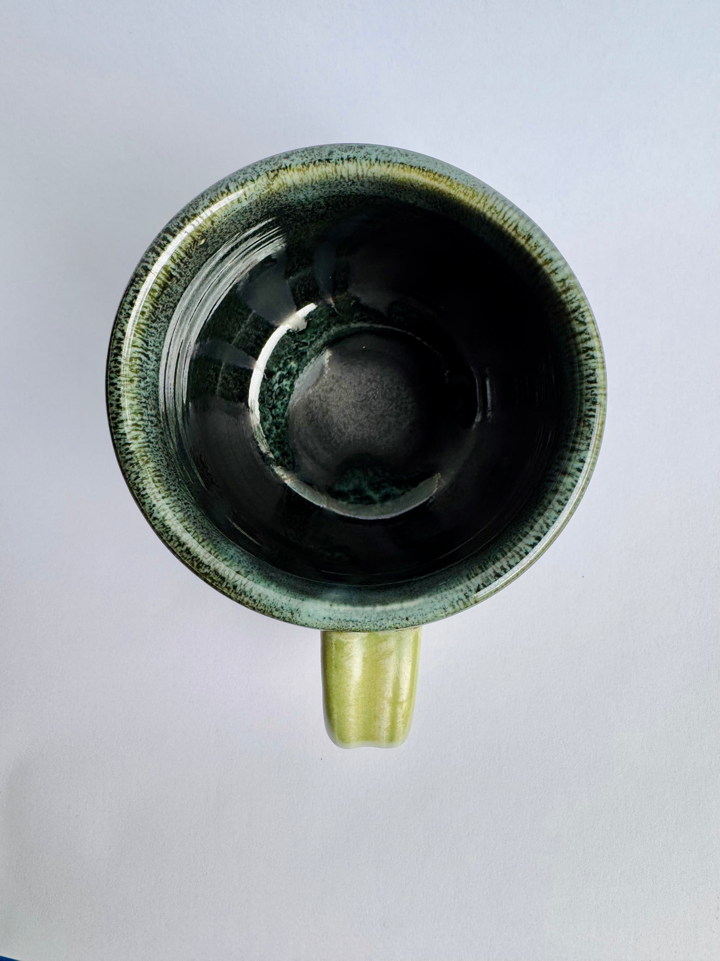 Black Mug with Teal Rim & Green Handle #1