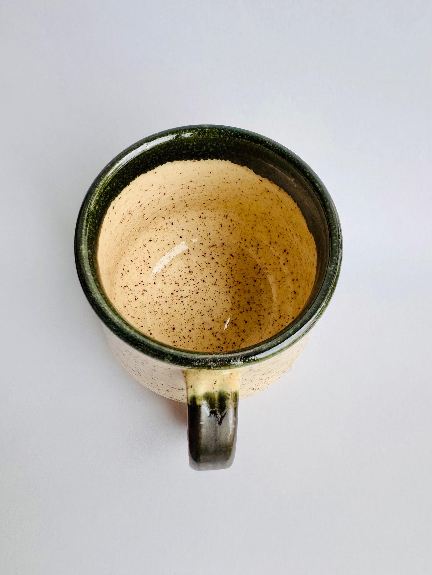 White Speckled Mug with Teal Rim & Black Handle #2