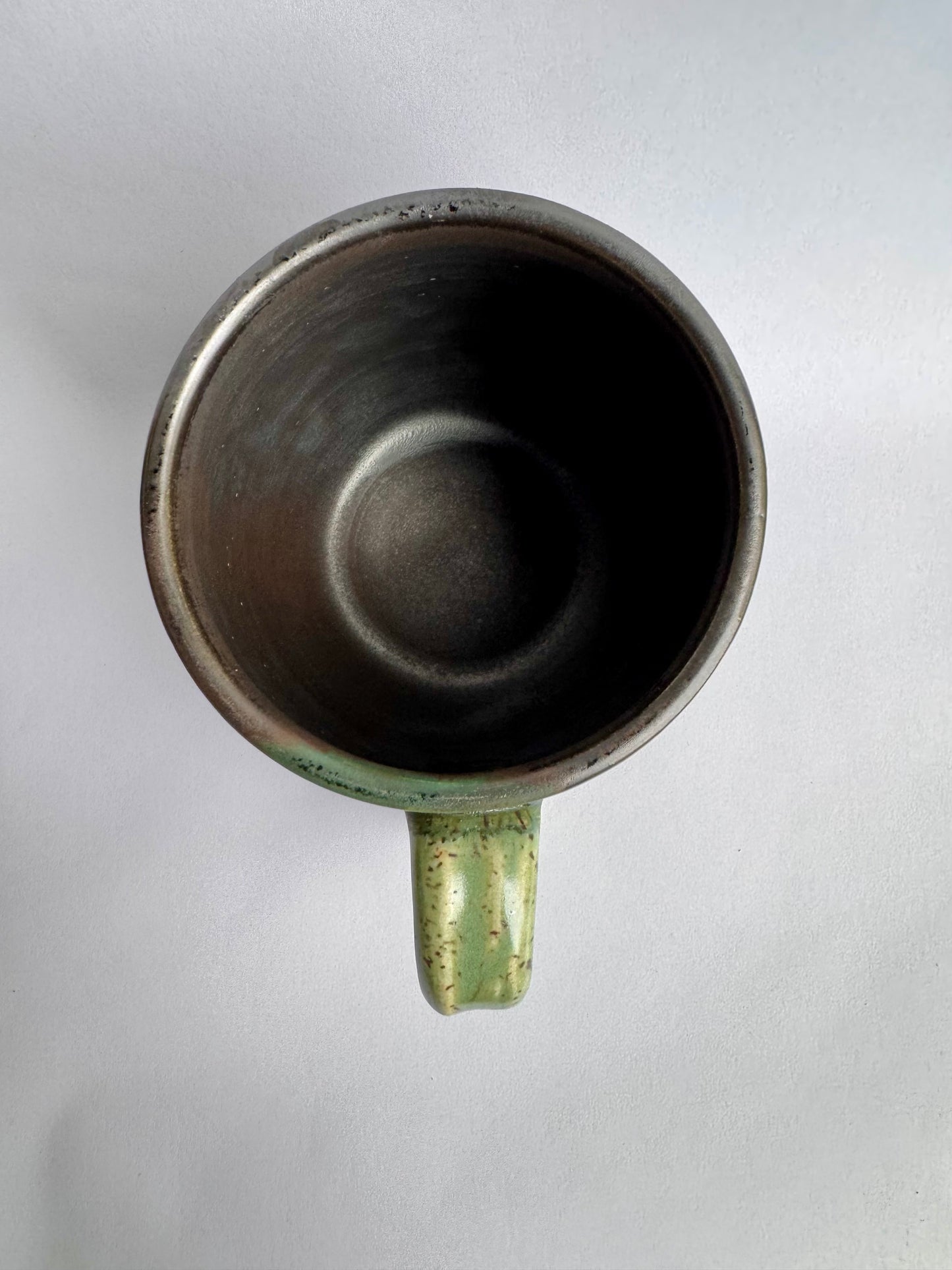 Black Mug with Speckled Green Handle #2