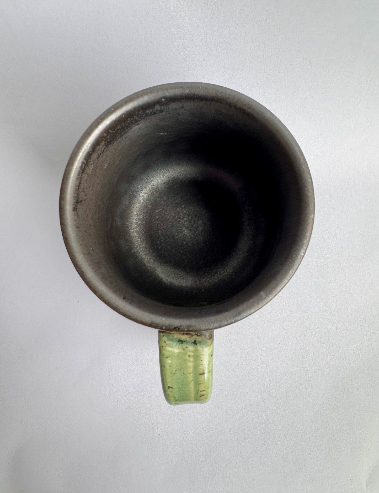 Black Mug with Speckled Green Handle #1