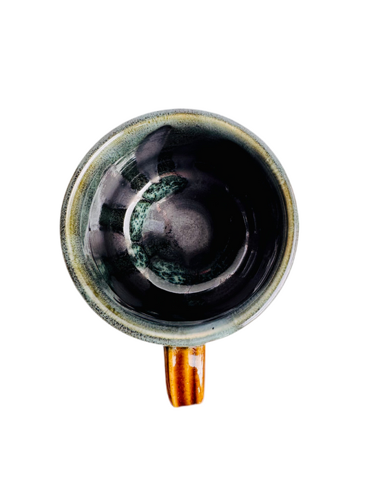 Black Mug with Teal Rim & Gold Handle