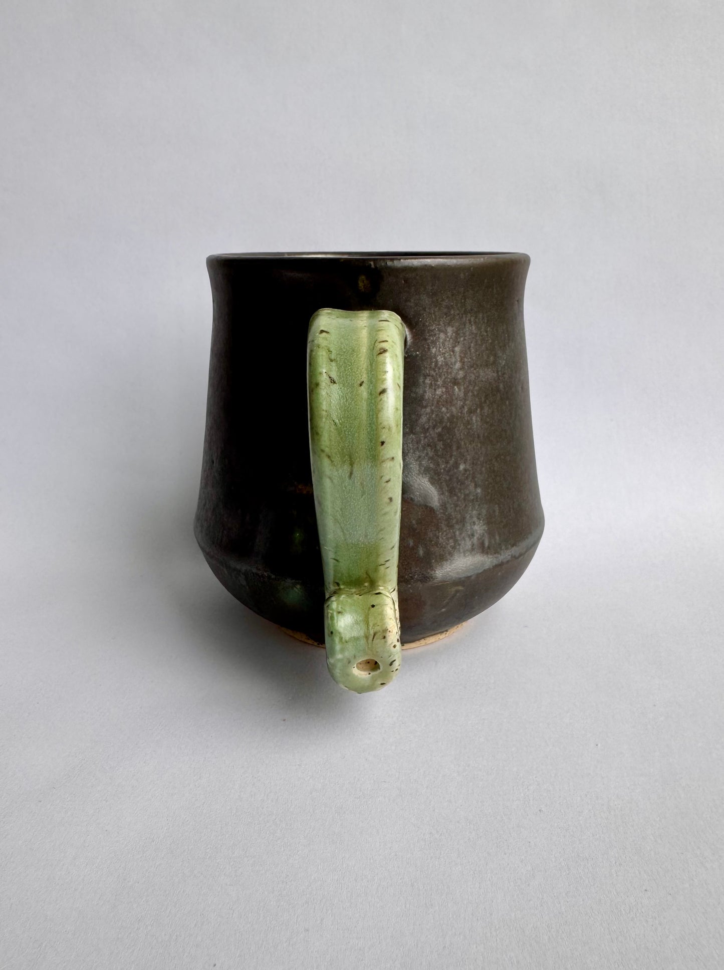Black Mug with Speckled Green Handle #1