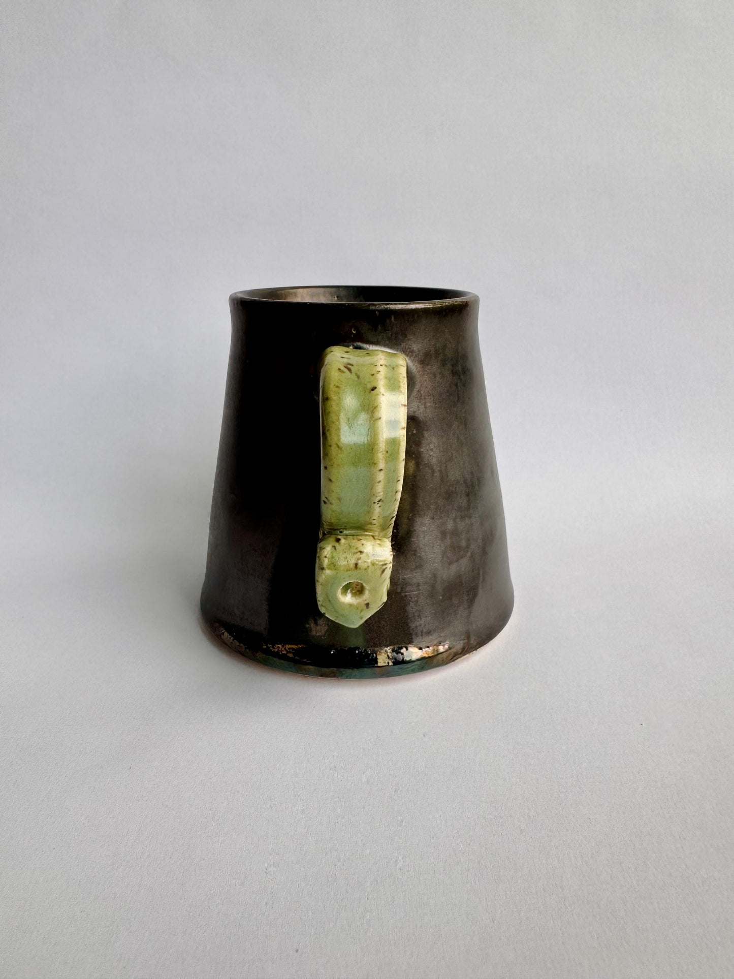 Black Cone Mug with Speckled Green Rim & Handle #1