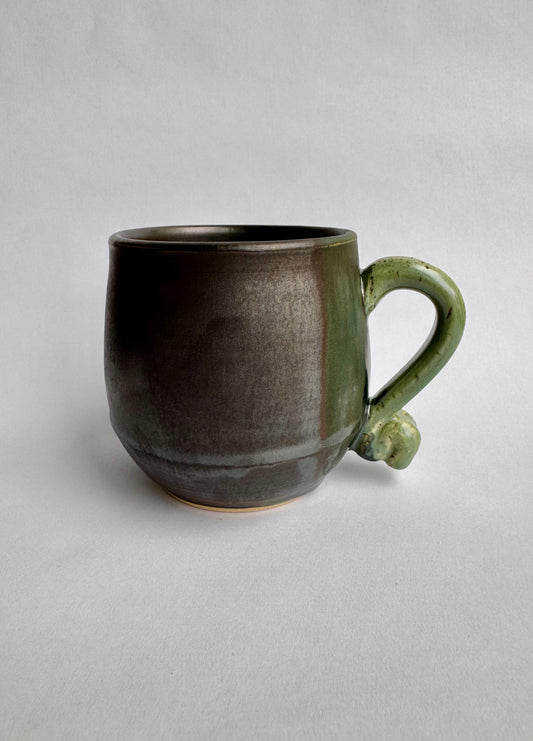 Black Mug with Speckled Green Handle #2