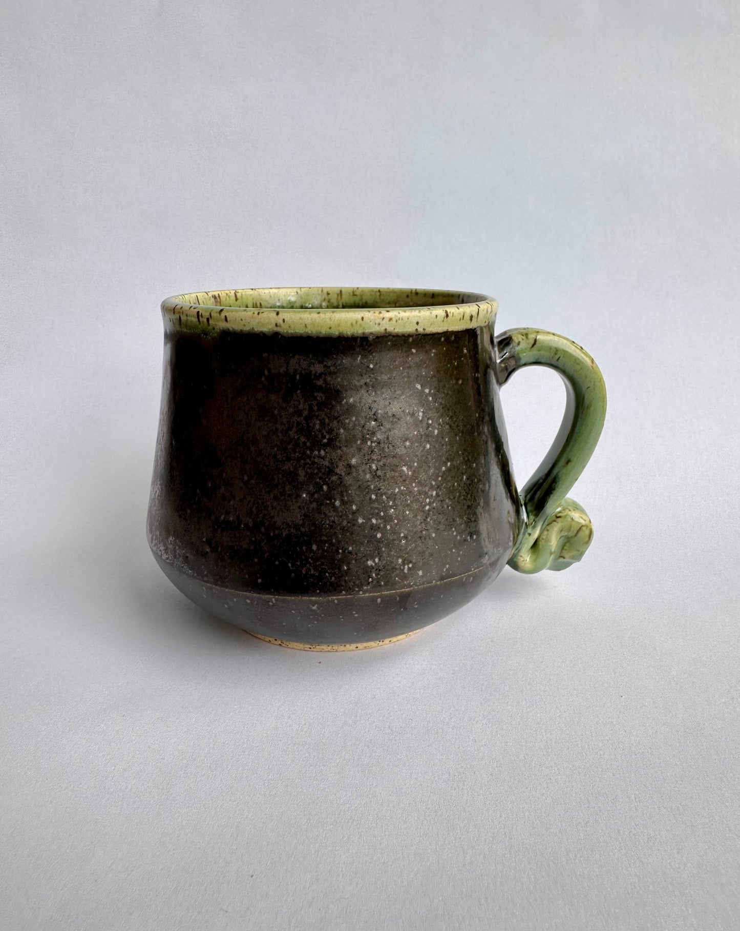 Black Mug with Speckled Green Rim & Handle #1