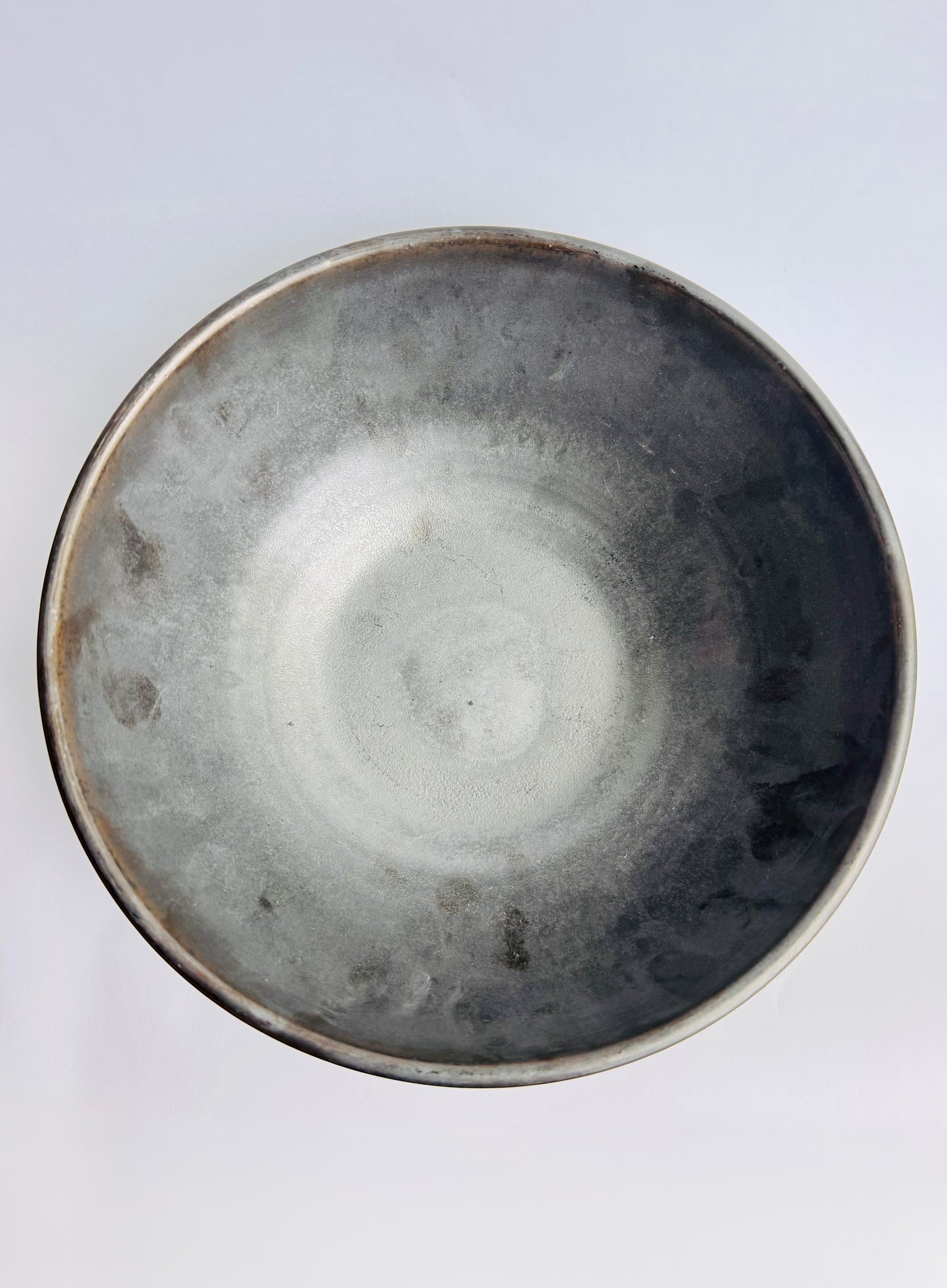 Green Speckled Large Serving Bowl with Black Rim & Interior