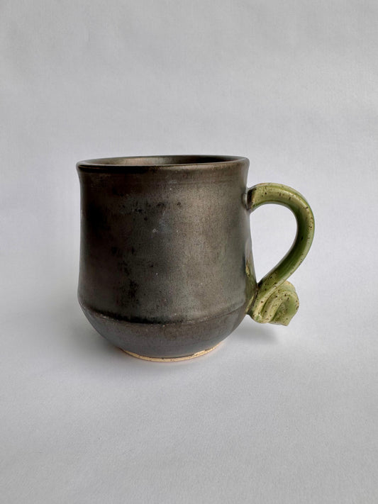 Black Mug with Speckled Green Handle #3