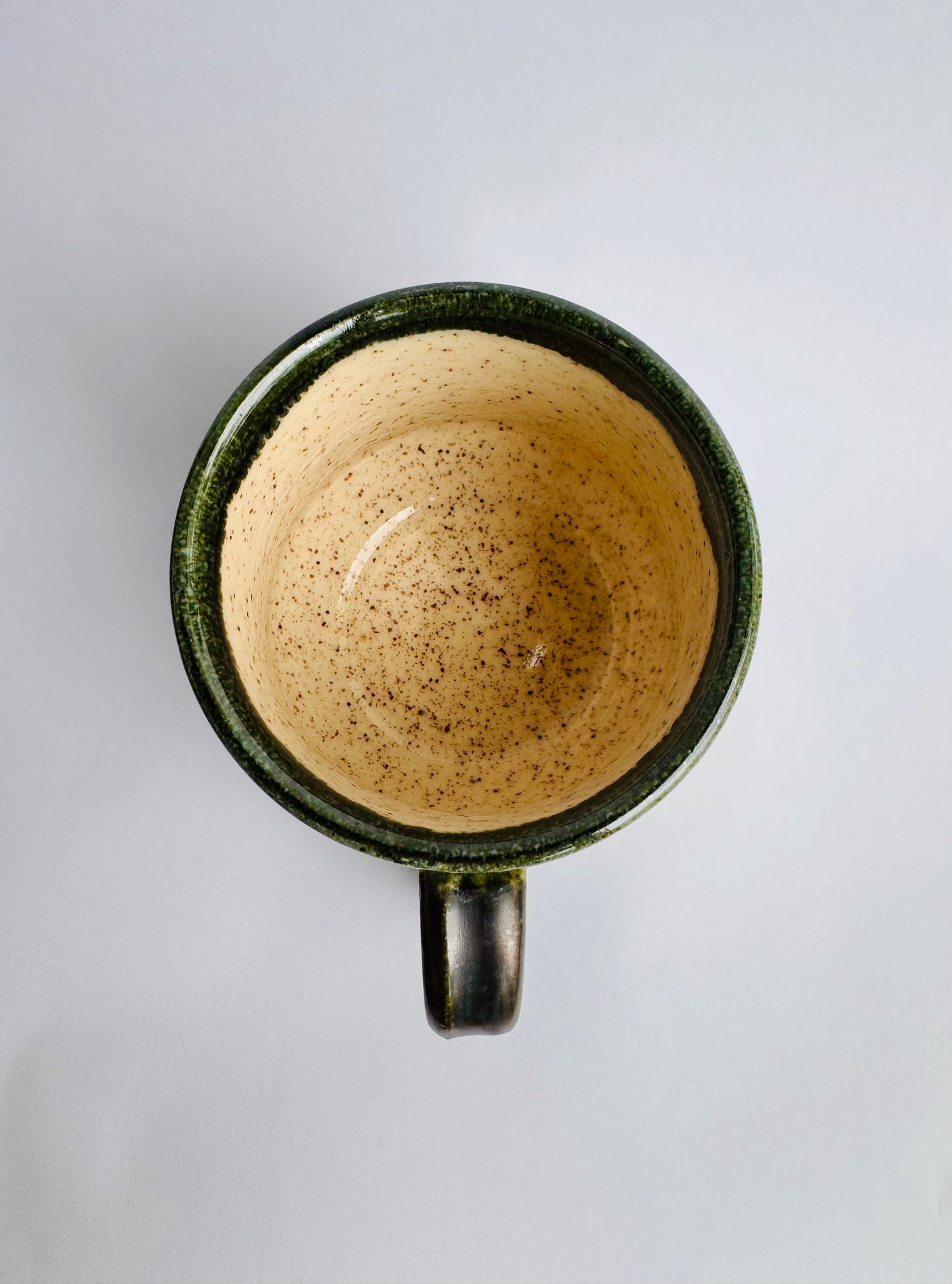 White Speckled Mug with Teal Rim & Black Handle #1