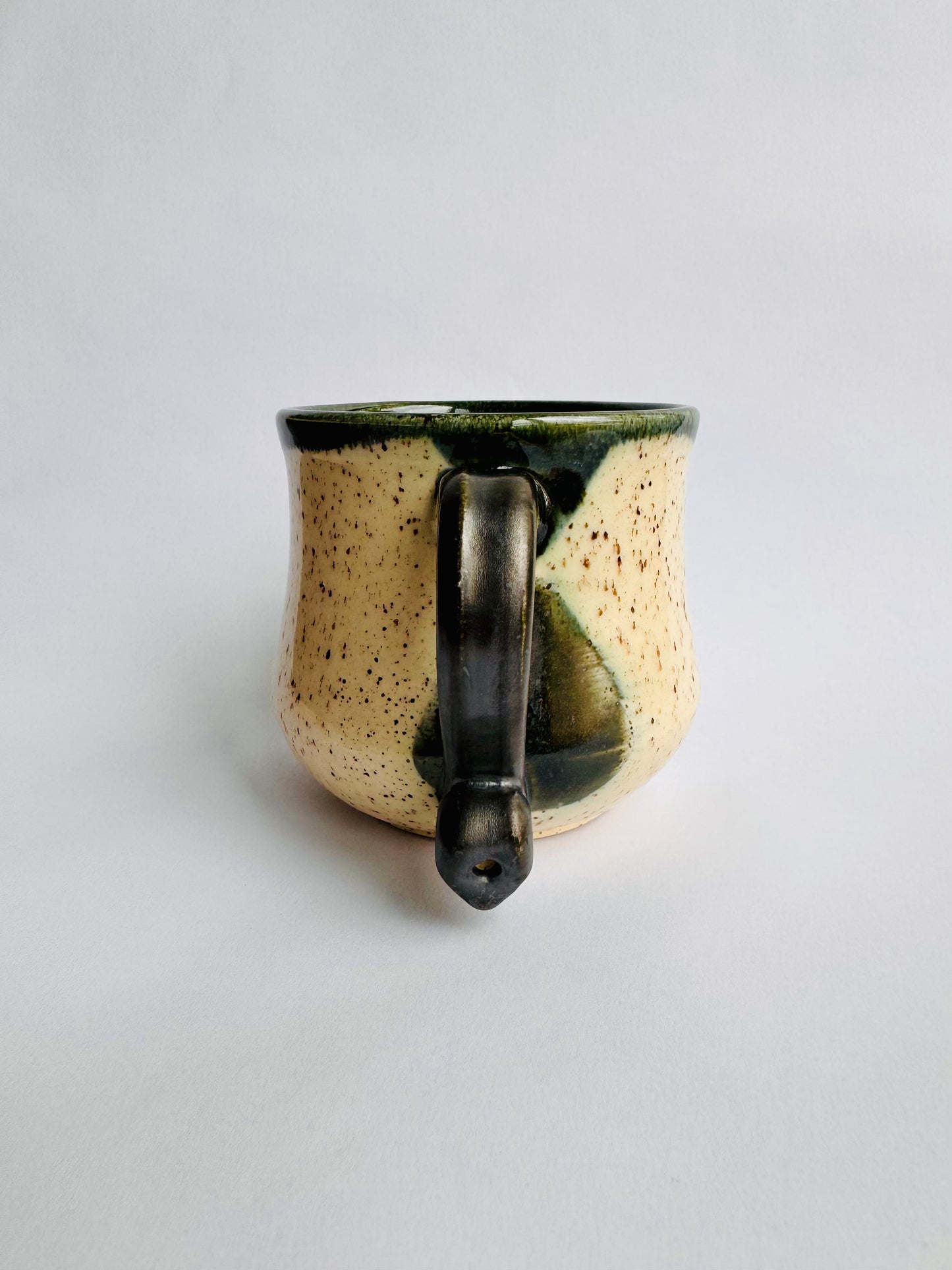 White Speckled Mug with Teal Rim & Black Handle #1