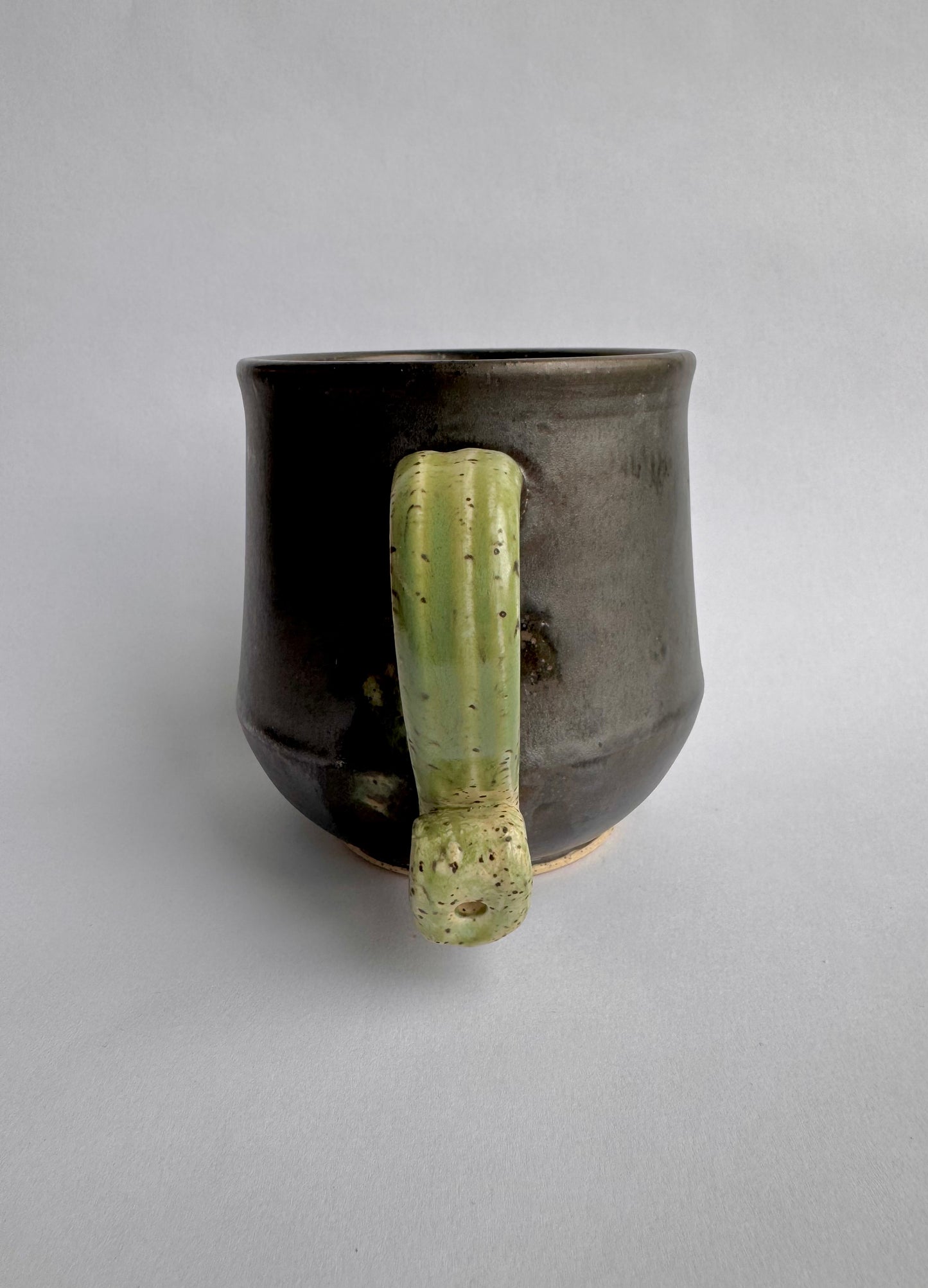 Black Mug with Speckled Green Handle #3