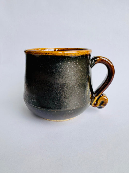 Black Mug with Speckled Gold Rim & Handle #1