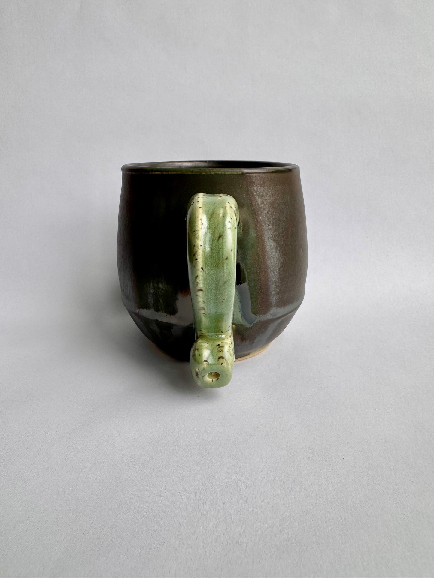 Black Mug with Speckled Green Handle #2