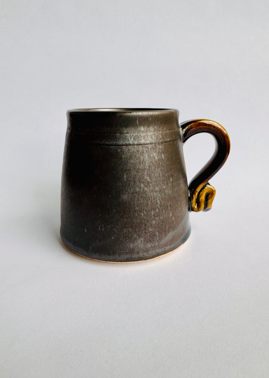 Black Cone Mug with Speckled Gold Rim & Handle #1