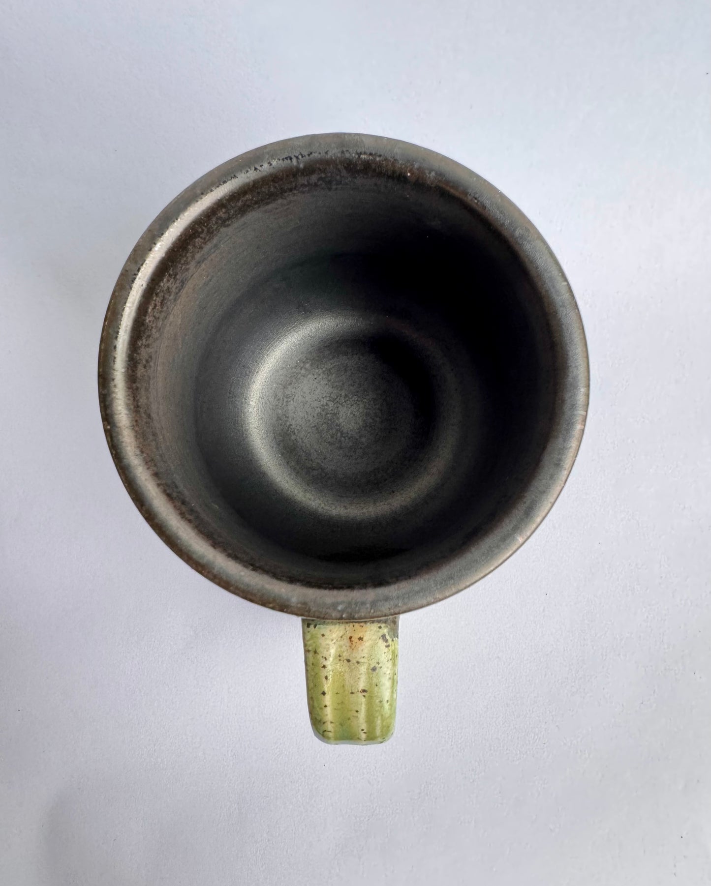 Black Mug with Speckled Green Handle #3
