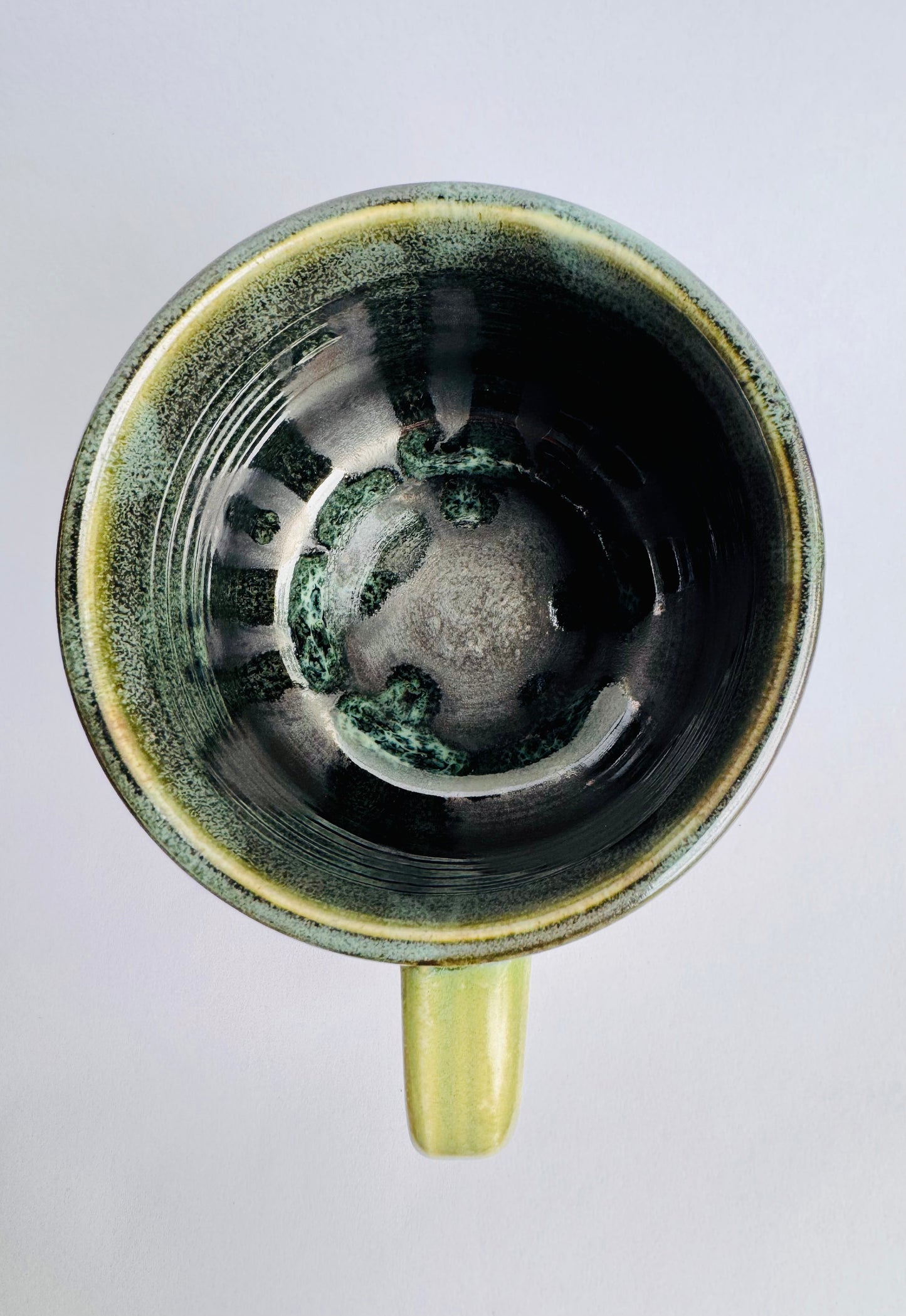 Black Mug with Teal Rim & Green Handle #2