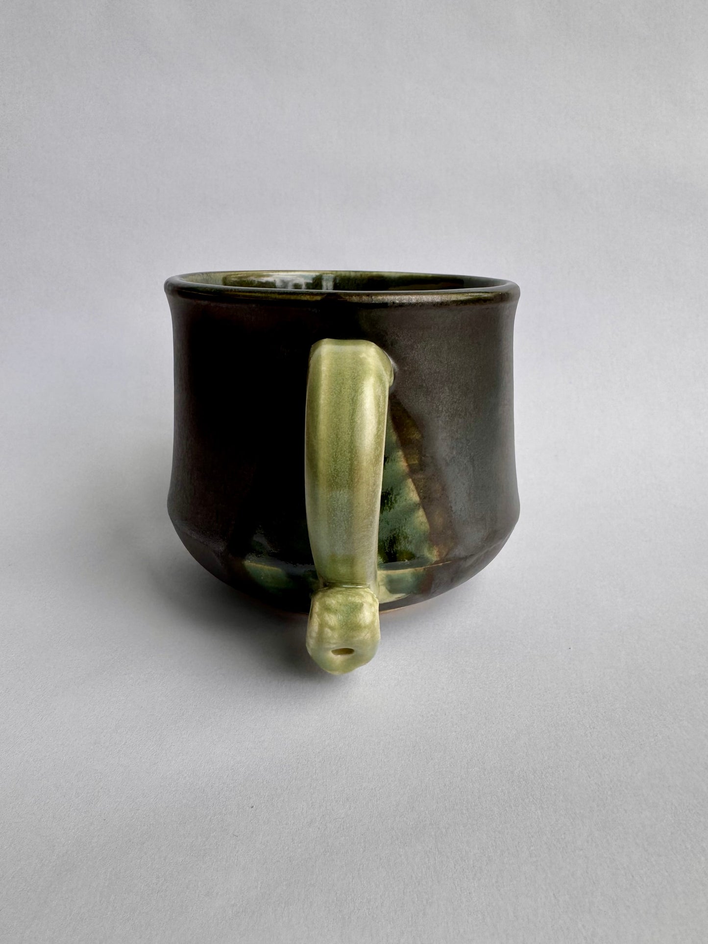 Black Mug with Teal Rim & Green Handle #2