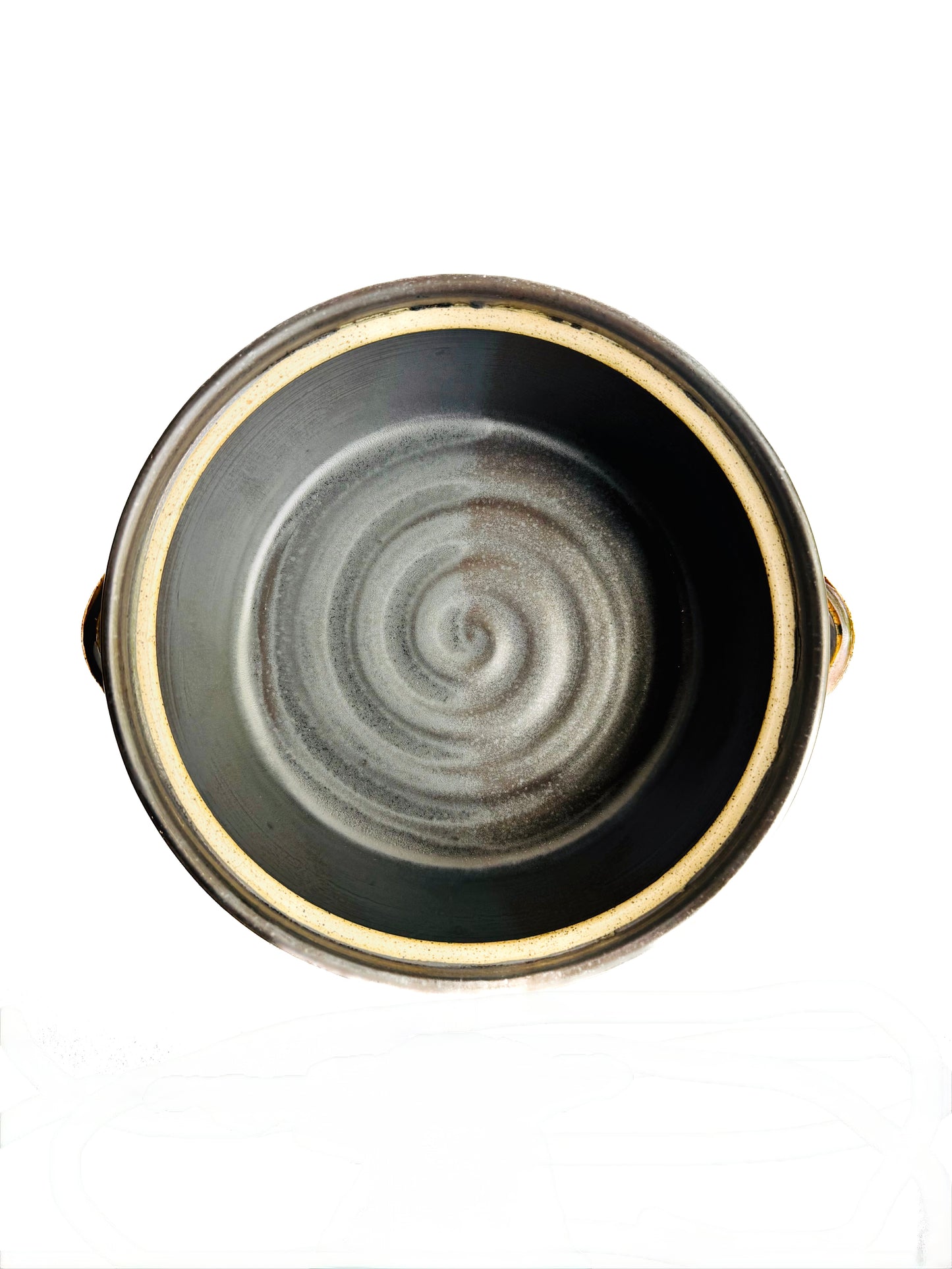 Black Serving Dish with Speckled Gold Base & Handles