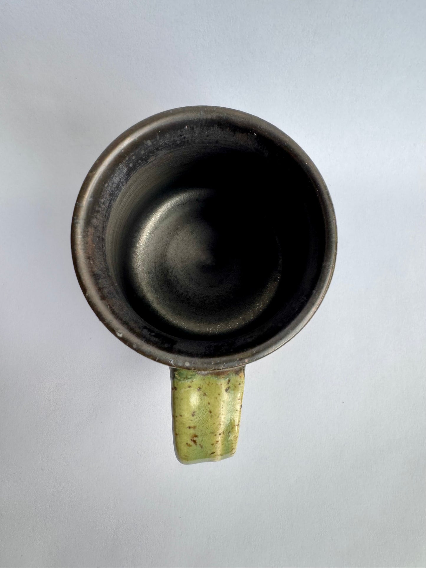 Black Cone Mug with Speckled Green Rim & Handle #1