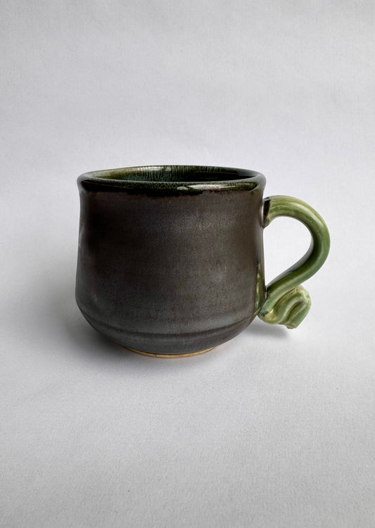 Black Mug with Teal Rim & Green Handle #1