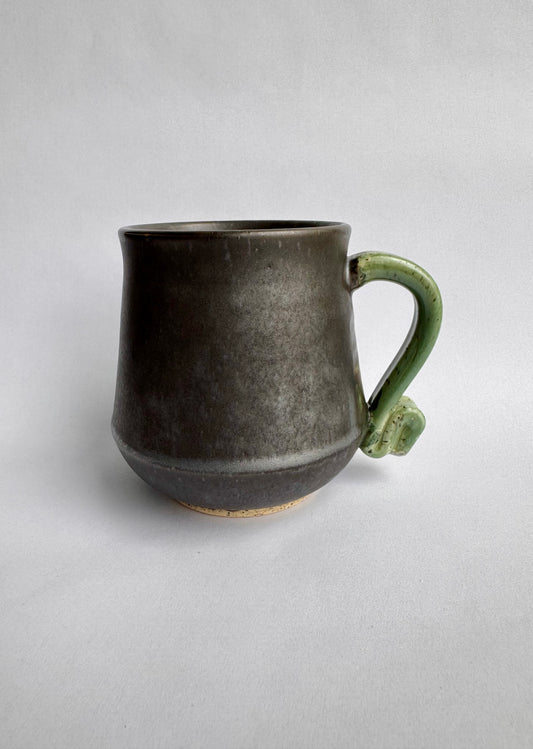 Black Mug with Speckled Green Handle #1