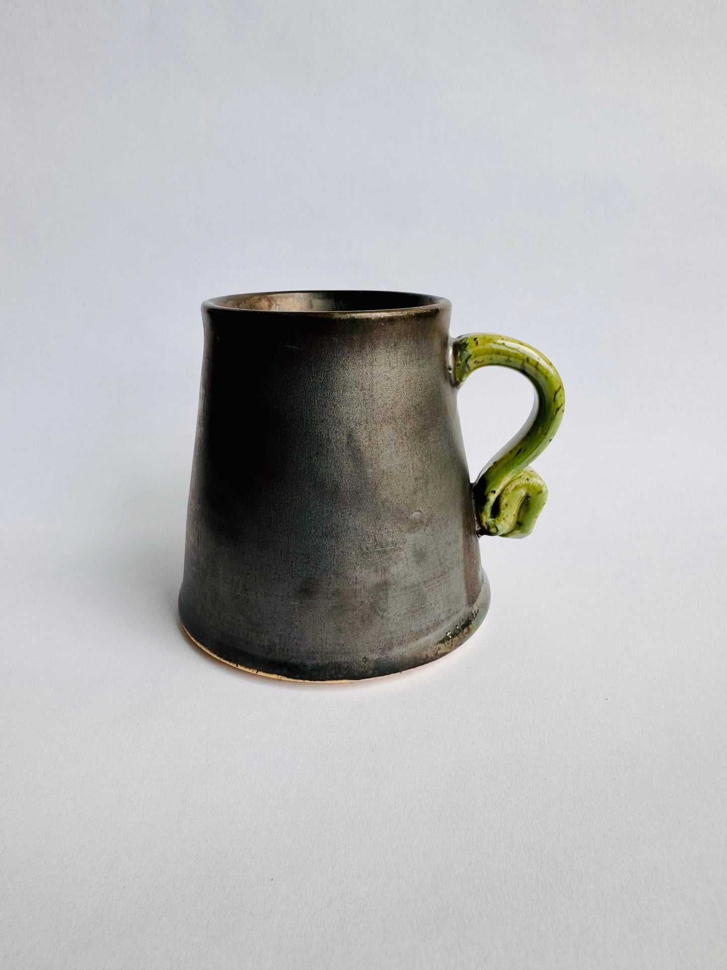 Black Cone Mug with Speckled Green Rim & Handle #1