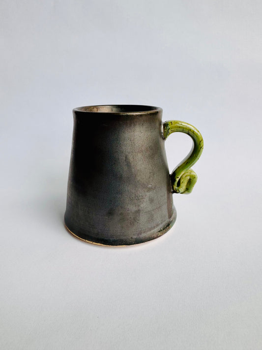 Black Cone Mug with Speckled Green Rim & Handle #1