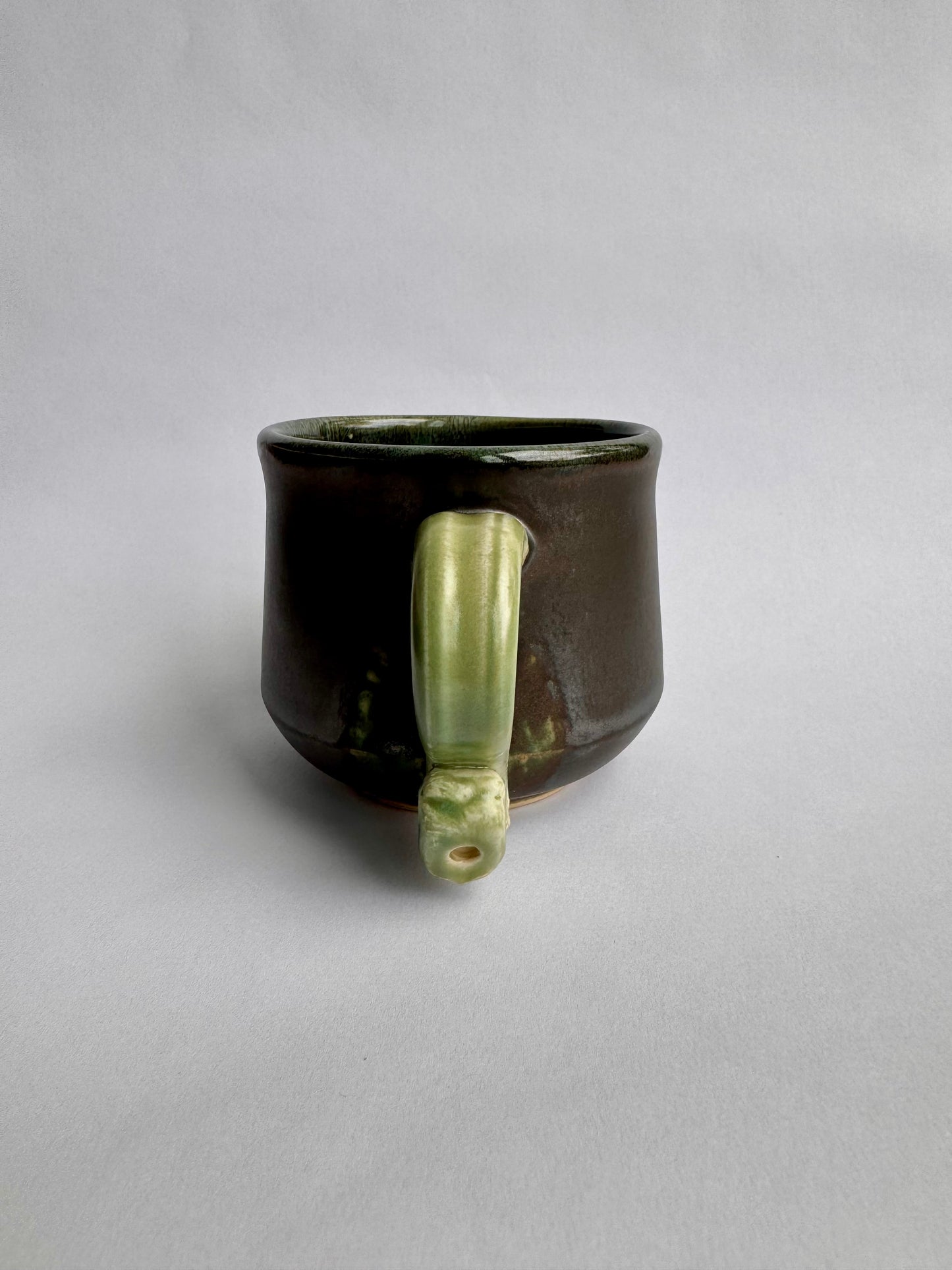 Black Mug with Teal Rim & Green Handle #1